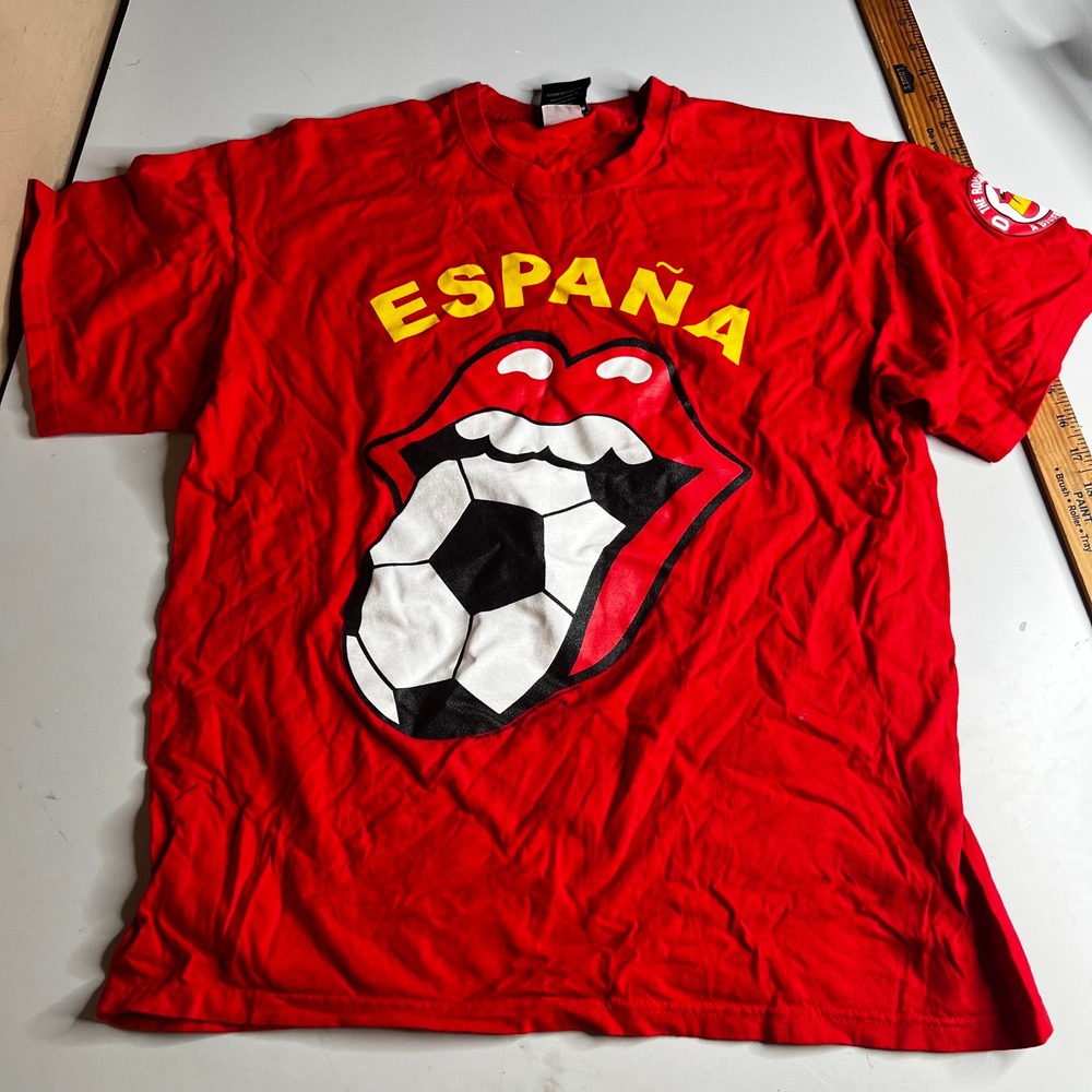 Rolling Stones A Bigger Bang 2006 Spain Tour T-Shirt Red Soccer Large